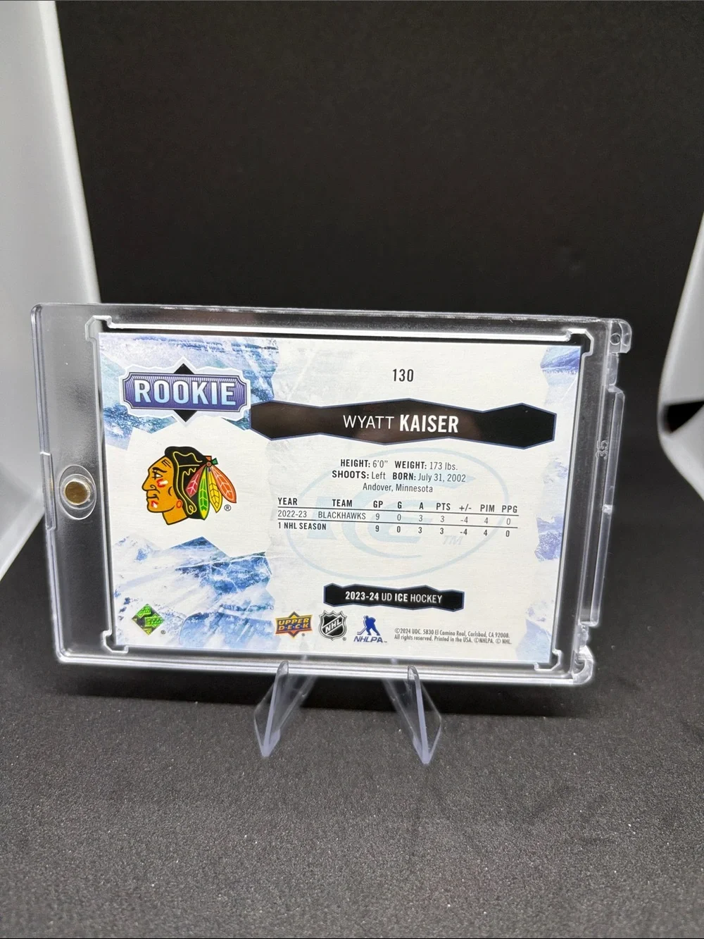 Upper Deck Wyatt Kaiser Rookie Chicago Blackhawks Hockey Trading Card